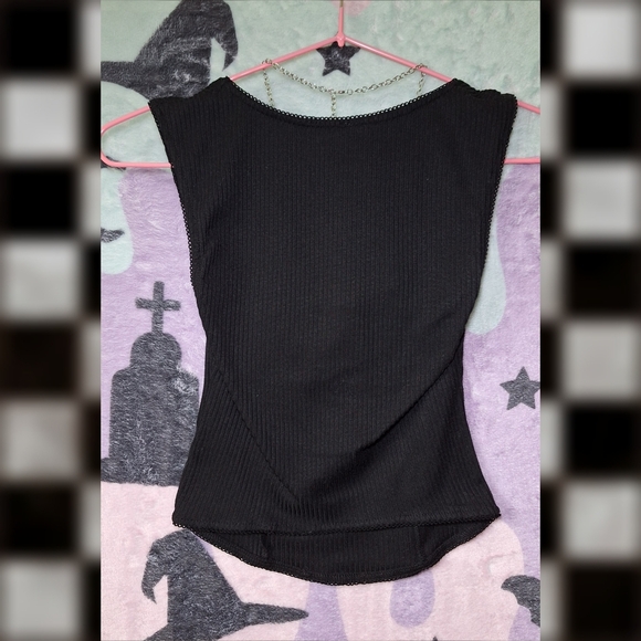 Black Goth Blouse - Bow, Lace - XS Goth Baddie Alternative - Picture 2 of 4